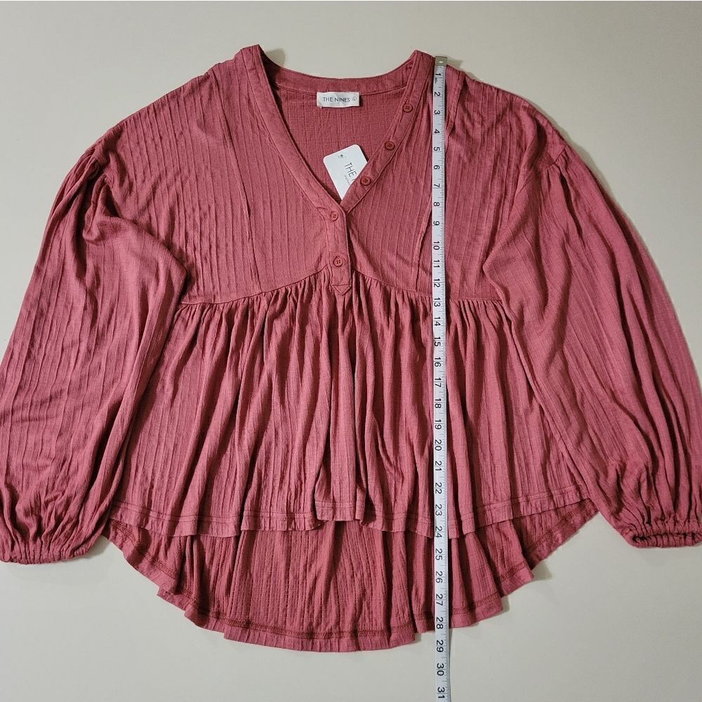 The Nines Women's Rust Babydoll Balloon Sleeve Blouse - Picture 9 of 16